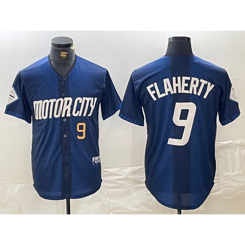 Detroit Tigers #9 Jack Flaherty Number 2024 Navy Jereymy City Connect Cool Base Limited Stitched Jersey 2