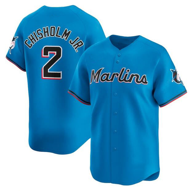 Miami Marlins #2 Jazz Chisholm Jr. Blue Jereymy Limited Stitched Jersey