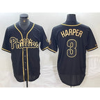 Philadelphia Phillies #3 Bryce Harper Black Gold Jereymy Cool Base Stitched Jersey
