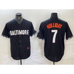Baltimore Orioles #7 Jackson Holliday Black Jereymy 2023 City Connect Cool Base Stitched Jersey