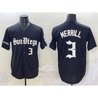 San Diego Padres #3 Jackson Merrill Black Jereymy Gothic Edition Vapor Limited Stitched Jersey