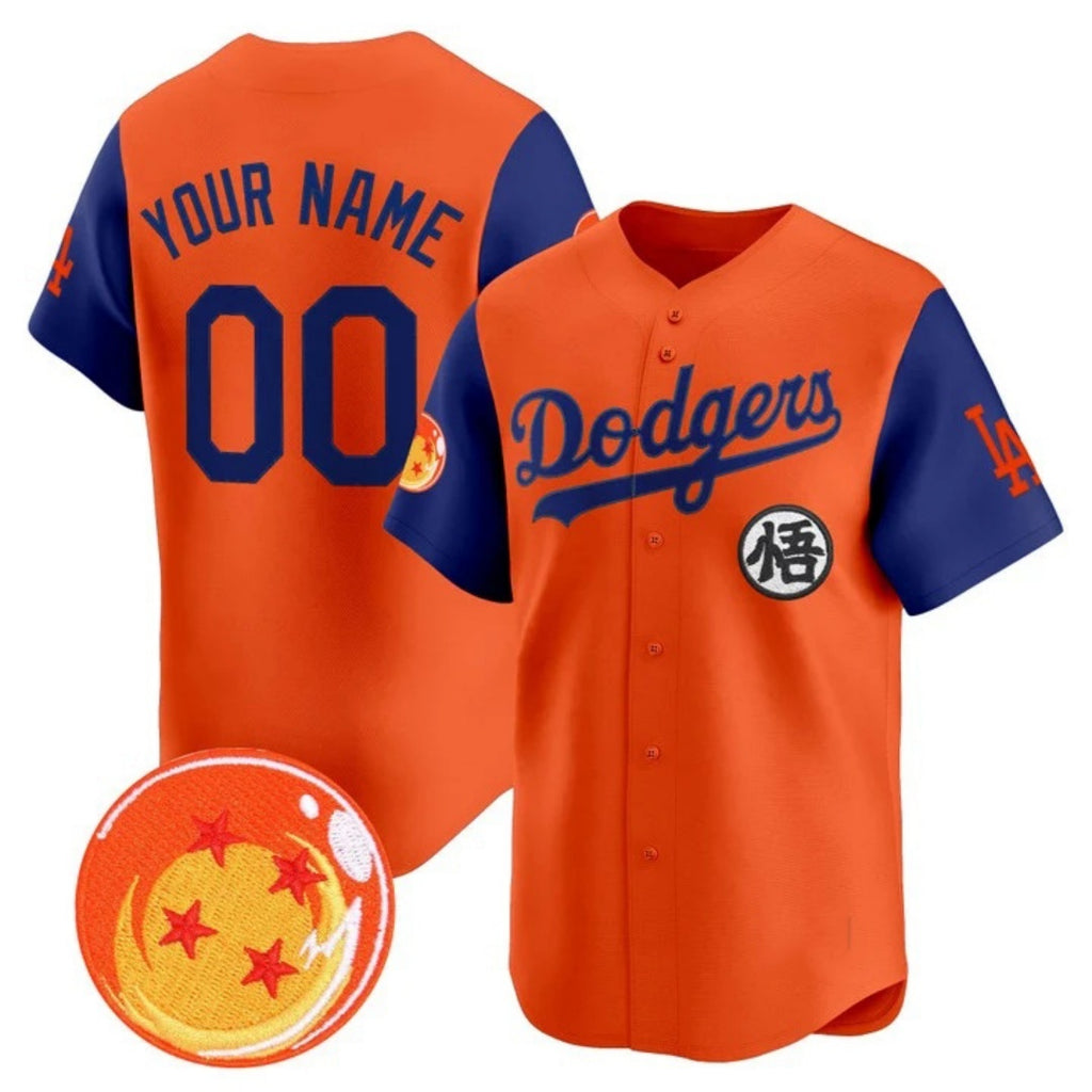 Custom Los Angeles Dodgers x Dragon Ball Royal Orange Jereymy Vapor Premier Limited Jersey - Stitched