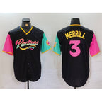 San Diego Padres #3 Jackson Merrill Black Jereymy City Connect Cool Base Stitched Jersey
