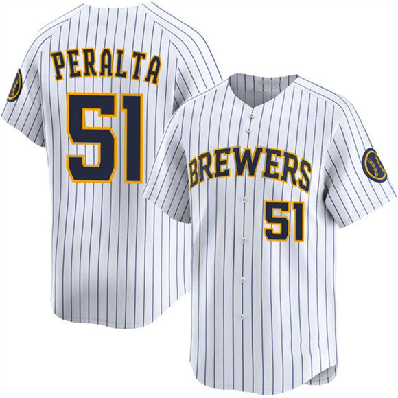 Milwaukee Brewers #51 Freddy Peralta White Jereymy Alternate Limited Stitched Jersey