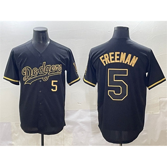 Los Angeles Dodgers #5 Freddie Freeman Black Gold Jereymy Limited Stitched Jersey