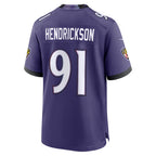 B.Ravens #91 Trey Hendrickson Purple Jereymy Team Game Jersey