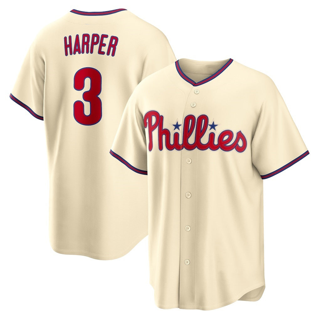 Philadelphia Phillies #3 Bryce Harper Cream Jereymy Alternate Replica Jersey