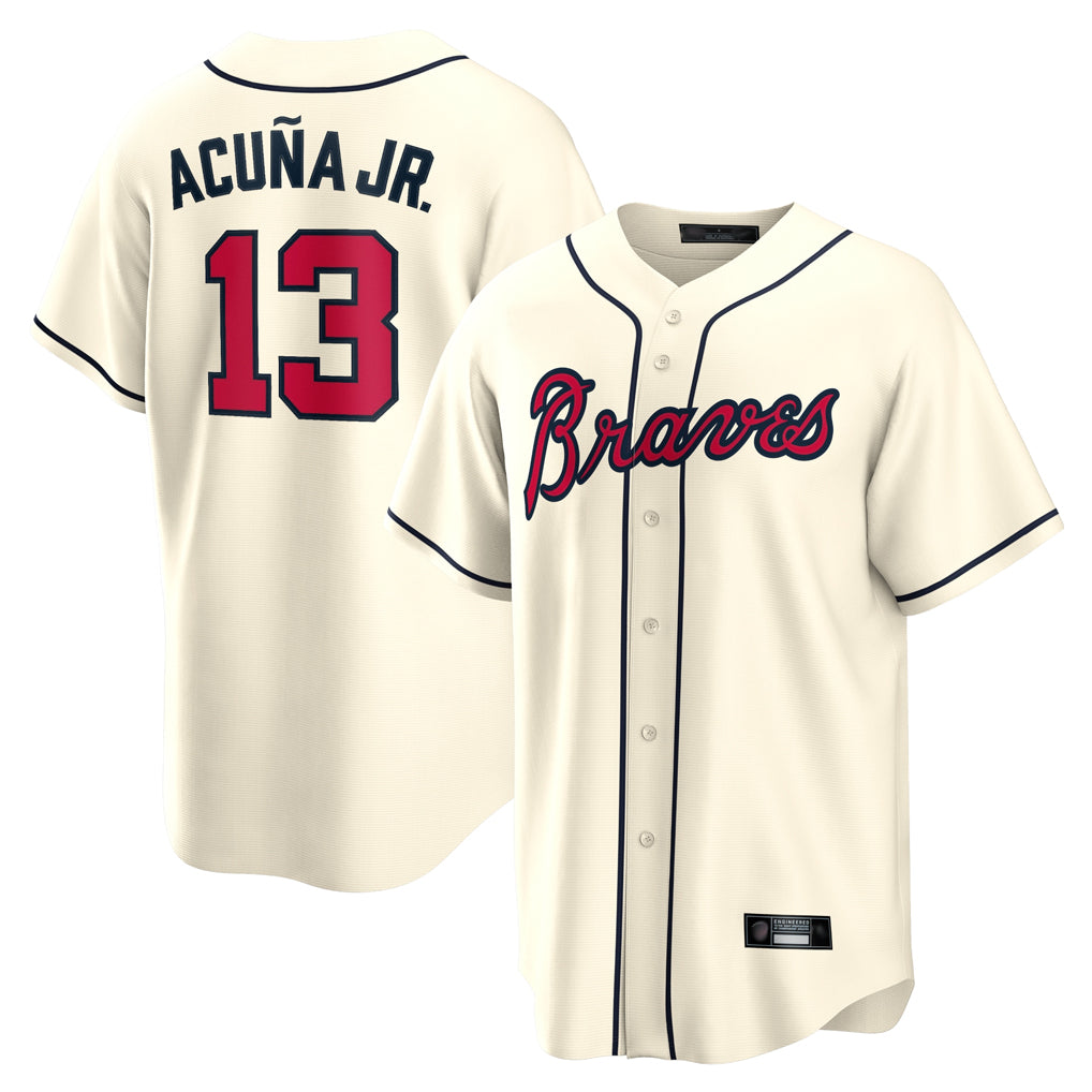 Atlanta Braves #13 Ronald Acuna Jr Player Cream Jereymy Home Game Stitched Jerseys