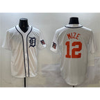Detroit Tigers #12 Casey Mize White Jereymy With Patch Cool Base Stitched Jersey