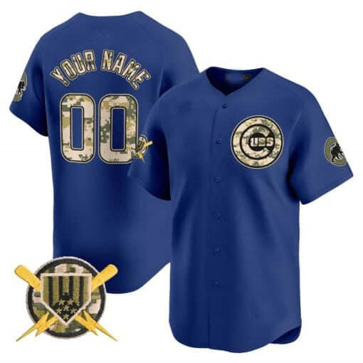 Custom Chicago Cubs Armed Forces Day Vapor Premier Limited Jersey ¨C Royal Jereymy