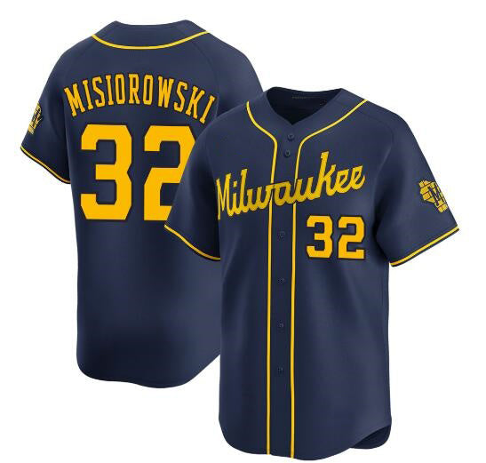 Milwaukee Brewers #32 Jacob Misiorowski Navy Jereymy Alternate Limited Stitched Jersey