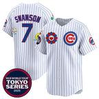 Chicago Cubs #7 Dansby Swanson White Jereymy 2025 Tokyo Series Limited Stitched Jersey