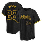Atlanta Braves #28 Matt Olson Player Black Jereymy Snake Skin City Home Game Stitched Jerseys