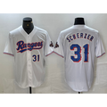 Texas Rangers #31 Max Scherzer Number White Jereymy 2023 World Series Champions Cool Base Jerseys