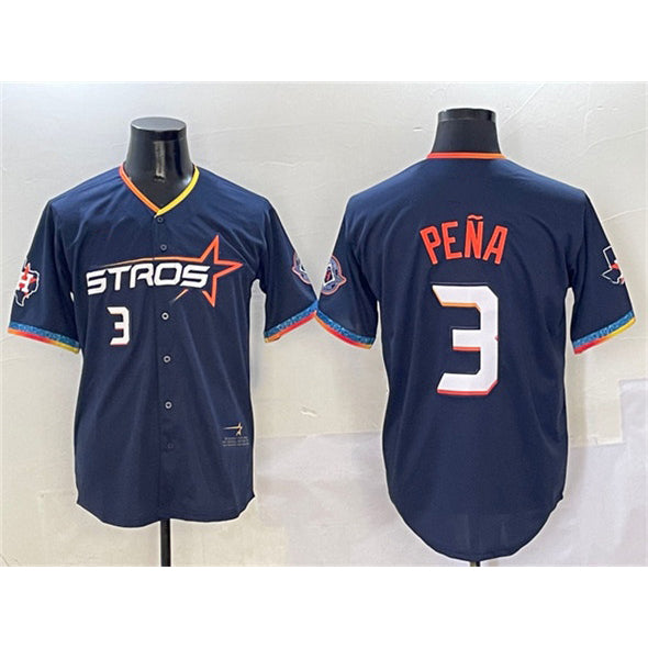 Houston Astros #3 Jeremy Pena Navy Jereymy 2025 City Connect With Texas Patch Limited Stitched Jersey