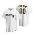 Custom Milwaukee Brewers White Jereymy Stitched Cool Base Jersey