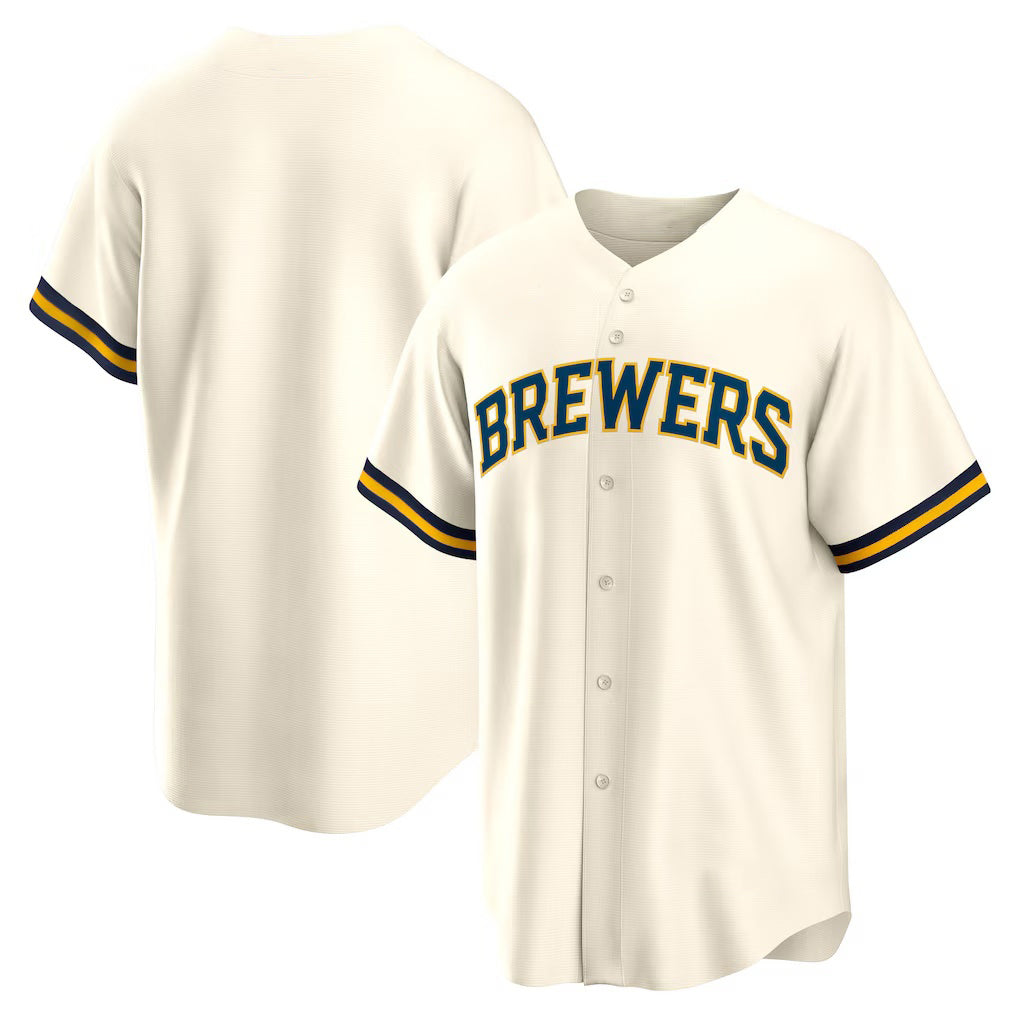 Milwaukee Brewers Cream Jereymy Home Replica Team Jersey