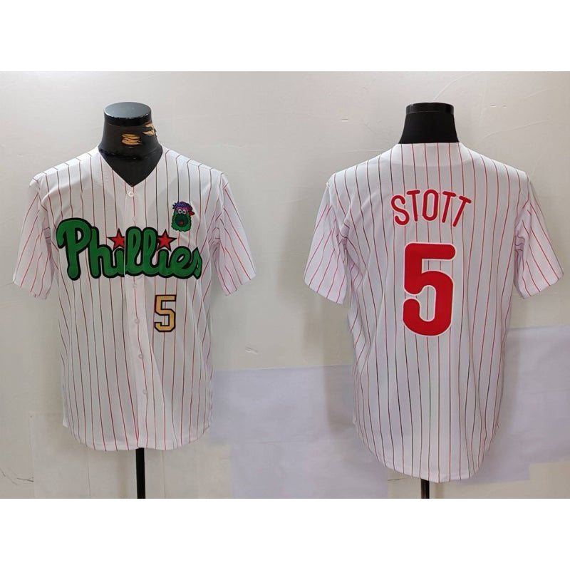 Philadelphia Phillies #5 Bryson Stott White Green Jereymy Cool Base Stitched Jerseys