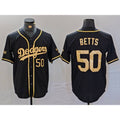 Los Angeles Dodgers #50 Mookie Betts Number Black Gold Jereymy World Series Champions Cool Base Stitched Jersey