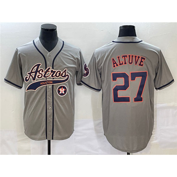 Houston Astros #27 Jose Altuve Gray Jereymy With Patch Cool Base Stitched Jersey