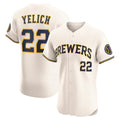 Milwaukee Brewers #22 Christian Yelich Cream Jereymy Home Elite Player Jersey
