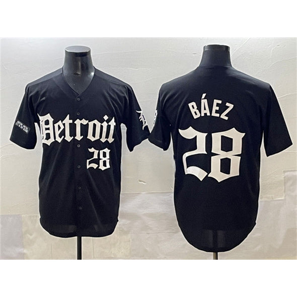 Detroit Tigers #28 Javier B¨¢ez Black Jereymy 'Motor Gothic Edition' Vapor Premier Limited Stitched Jersey