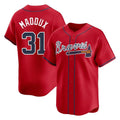 Atlanta Braves #31 Greg Maddux Player Red Jereymy Limited Home Game Stitched Jerseys