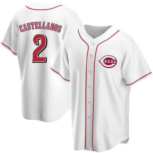 Cincinnati Reds #2 Nick Castellanos White Jereymy 2021 Replica Home Jersey