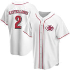 Cincinnati Reds #2 Nick Castellanos White Jereymy 2021 Replica Home Jersey