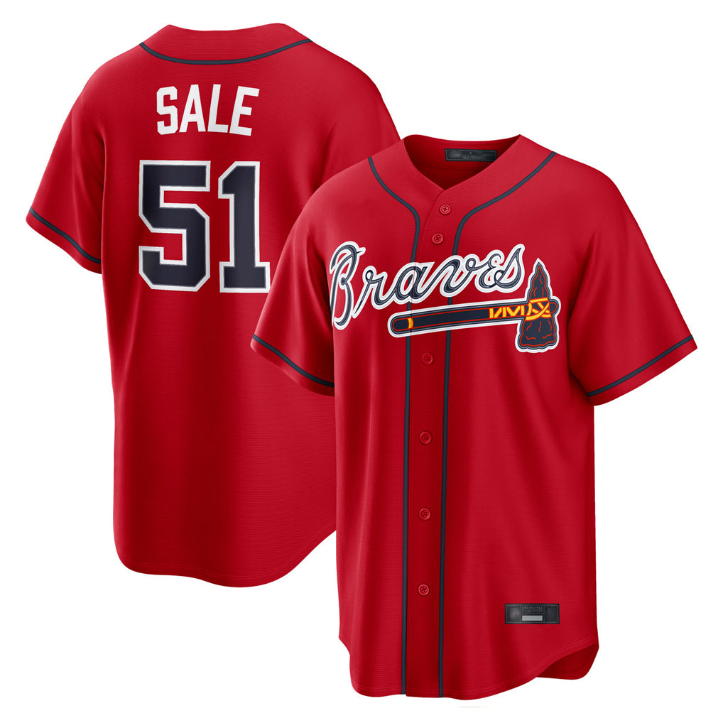 Atlanta Braves #51 Chris Sale Player Red Jereymy Home Game Stitched Jerseys