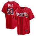 Atlanta Braves #51 Chris Sale Player Red Jereymy Home Game Stitched Jerseys