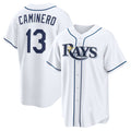 Tampa Bay Rays #13 Junior Caminero White Jereymy Home Replica Jersey