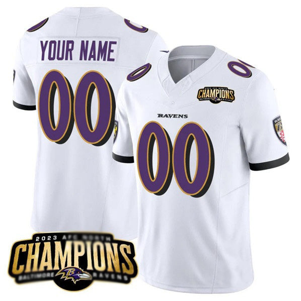 Custom B.Ravens Active Player White Jereymy 2023 F.U.S.E. AFC North Champions Vapor Limited Stitched Jersey