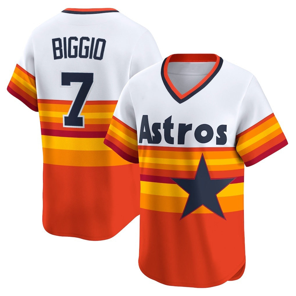 Houston Astros #7 Craig Biggio White Jereymy Throwback Cooperstown Collection Limited Player Jersey