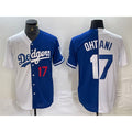 Los Angeles Dodgers #17 Shohei Ohtani Number White Blue Jereymy Two Tone Stitched Jersey 2
