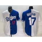 Los Angeles Dodgers #17 Shohei Ohtani Number White Blue Jereymy Two Tone Stitched Jersey 2