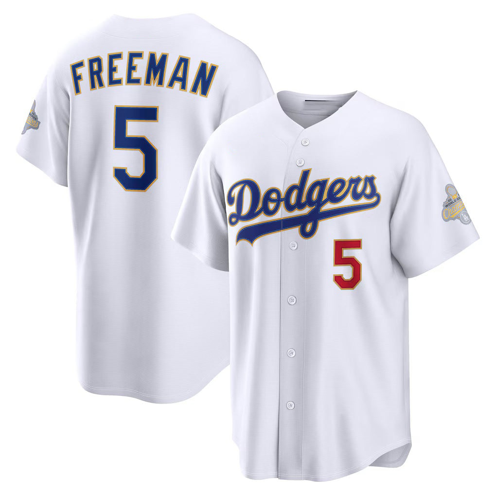 Los Angeles Dodgers #5 Freddie Freeman White Jereymy 2026 Gold Collection Stadium Jersey