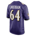 B.Ravens #64 Tyler Linderbaum Purple Jereymy Player Game Jersey