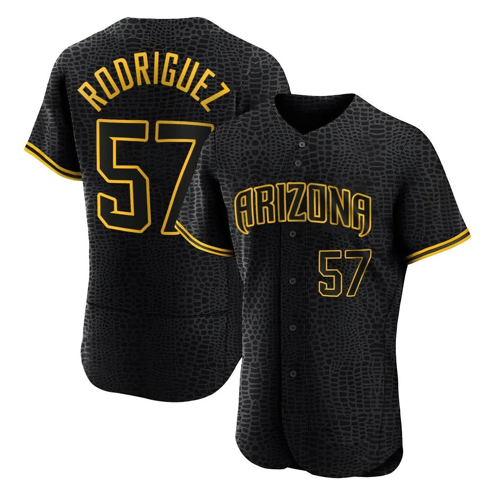 Arizona Diamondbacks #57 Eduardo Rodriguez Player Black Jereymy Snake Skin City Limited Elite Home Game Stitched Jerseys