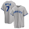 Kansas City Royals #7 Bobby Witt Jr. Gray Jereymy Road Replica Jersey