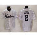 New York Yankees #2 Derek Jeter White Jereymy Pinstripe Fashion Cool Base Jersey 3