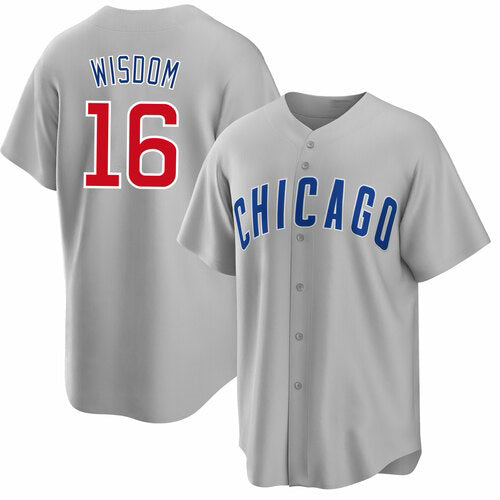 Chicago Cubs #16 Patrick Wisdom Gray Jereymy Cool Base Stitched Jersey