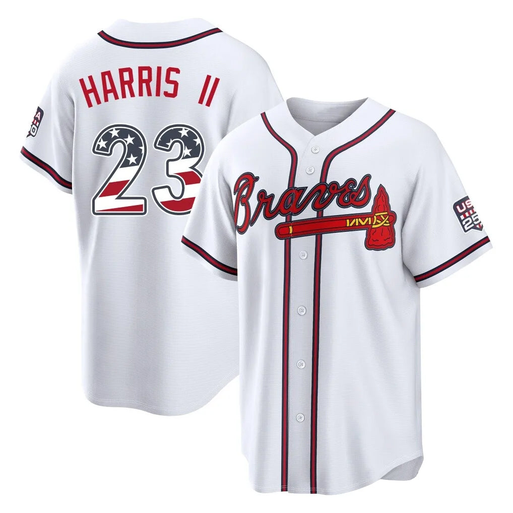 Atlanta Braves #23 Michael Harris II Player White Jereymy USA 250 Fourth Of July Limited Home Game Stitched Jerseys