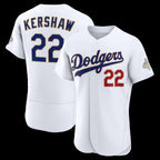 Los Angeles Dodgers #22 Clayton Kershaw White Jereymy 2026 Gold Collection Authentic Jersey