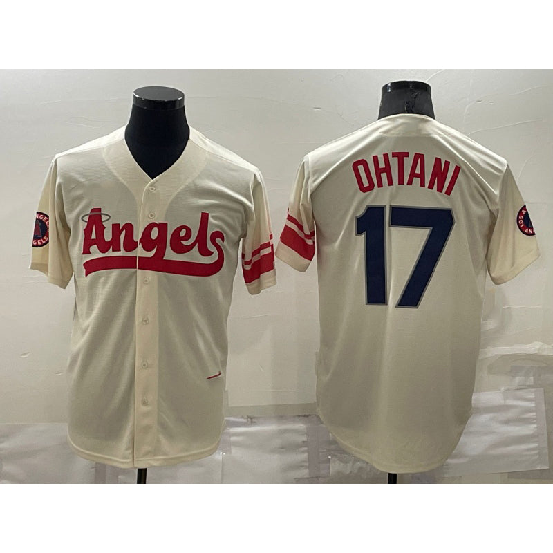 Los Angeles Angels #17 Shohei Ohtani Cream Jereymy 2022 City Connect Cool Base Stitched Jersey
