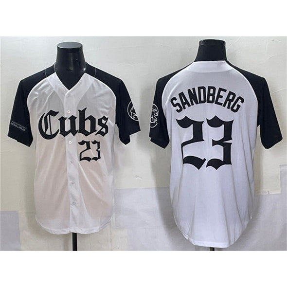 Chicago Cubs #23 Ryne Sandberg White Black Jereymy 'Gothic North Side Edition' Vapor Premier Limited Stitched Jersey