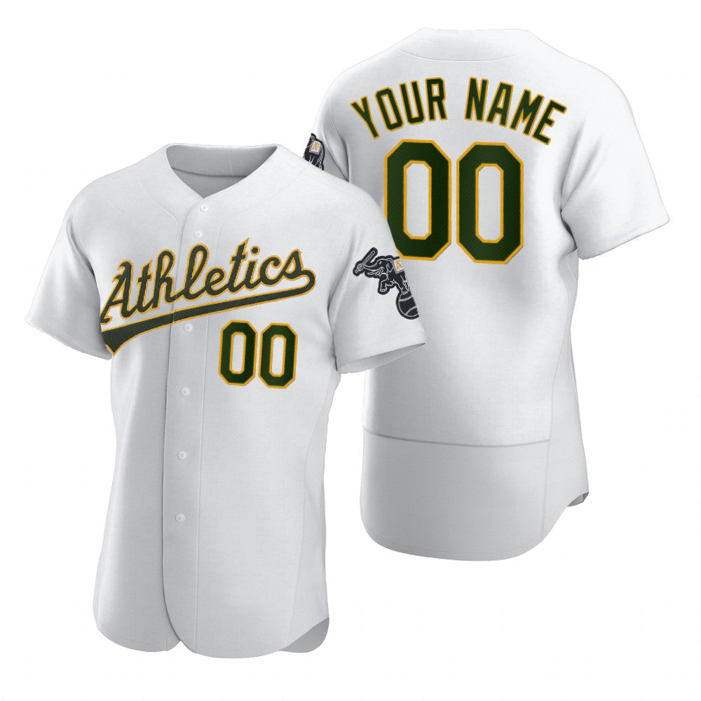 Custom Oakland Athletics White Jereymy 2020 Stitched Flex Base Jersey