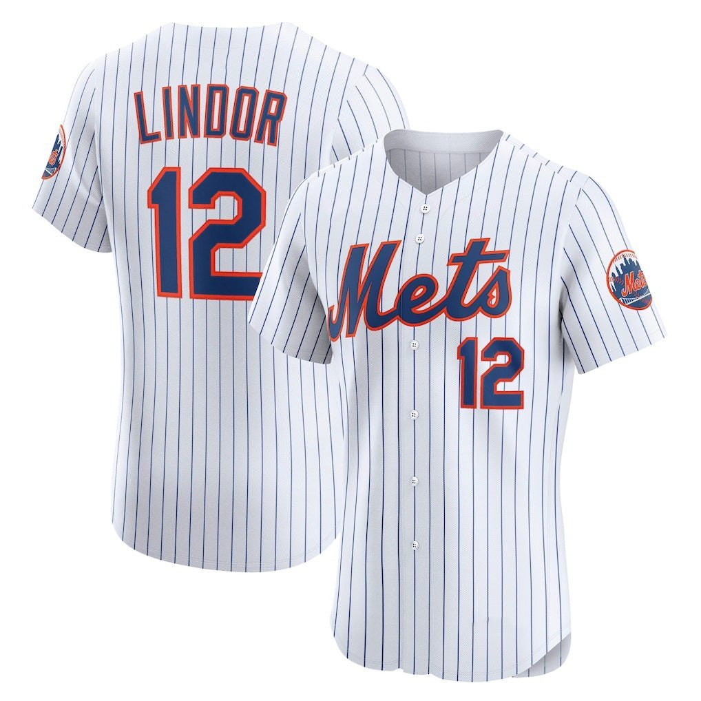 New York Mets #12 Francisco Lindor White Jereymy Home Elite Player Jersey
