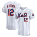 New York Mets #12 Francisco Lindor White Jereymy Home Elite Player Jersey