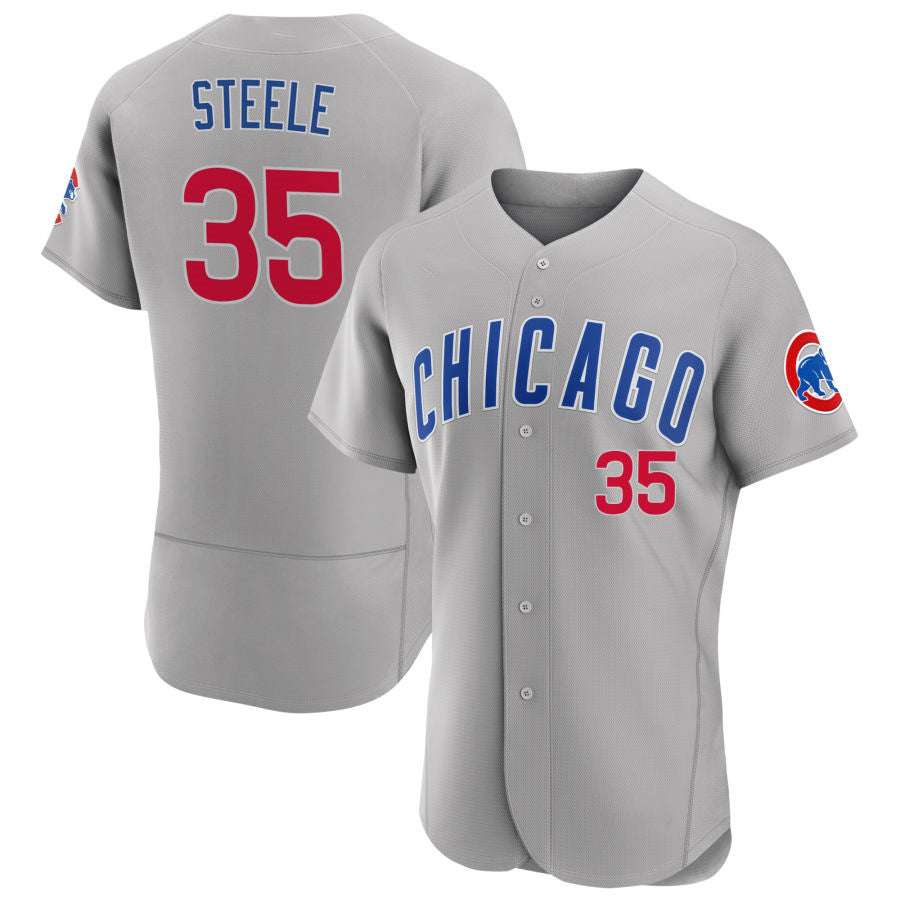 Chicago Cubs #35 Justin Steele Gray Jereymy Road Flex Base Player Jersey